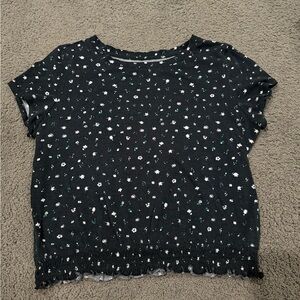 SO Black Floral Short Sleeve Tee